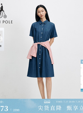 【新品】BEANPOLE滨波2026夏季女士复古慵懒风纯棉牛仔短袖连衣裙