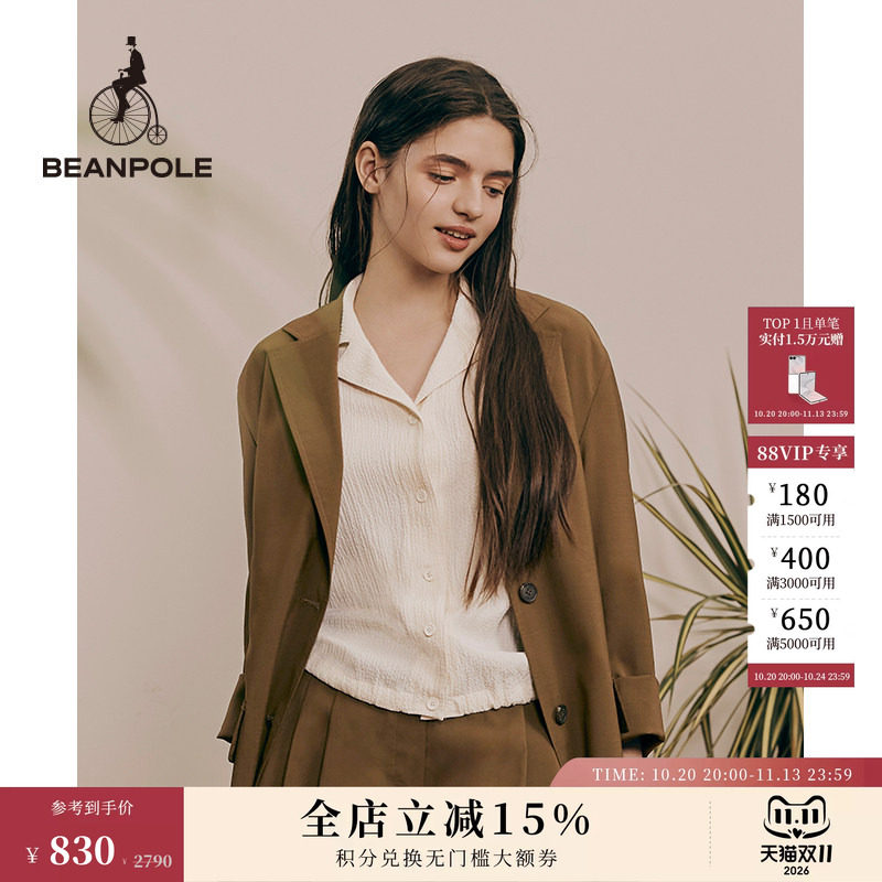 BEANPOLE滨波女士商务优雅职场通勤风长袖单排扣单西休闲西装外套
