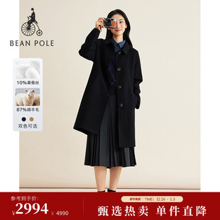 3M雪丽绒含绵羊毛BEANPOLE滨波秋冬女士老钱风小方领大衣 新品