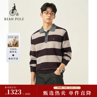 2025秋冬男士 100%绵羊毛BEANPOLE滨波 休闲条纹套头毛衫 新品