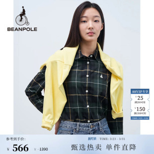 格纹衬衫 BEANPOLE滨波 女士休闲通勤简约风ESS系列藏青色Herit