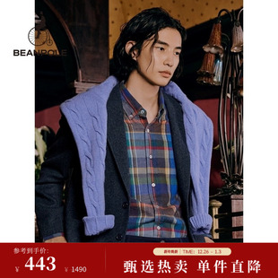 格纹衬衫 商务休闲日常简约通勤扣领尖领多色款 男士 BEANPOLE滨波