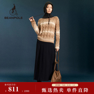 BEANPOLE滨波 职场百褶裙A字半身裙 女休闲藏青静奢风甜美优雅时尚