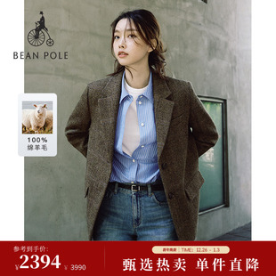 100%绵羊毛BEANPOLE滨波2025年秋冬女士哈里斯粗花呢单西 新品
