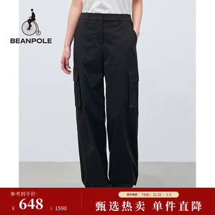 风户外日常通勤休闲随性长裤 BEANPOLE滨波 女士黑色基础简约工装