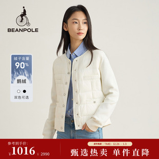 简约羽绒服外套 休闲风长袖 90%鹅绒BEANPOLE滨波 女士拼接针织时尚