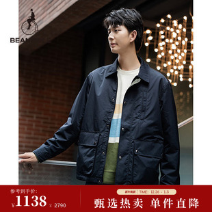 风夹克藏青色商务休闲风通勤长袖 工装 狩猎外套 男士 BEANPOLE滨波