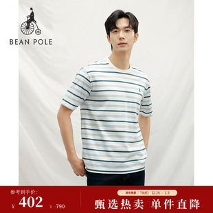 男装 BEANPOLE滨波2025夏季 基本条纹青春运动圆领舒适T恤 新品