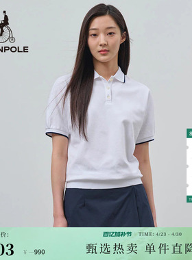 BEANPOLE滨波 女士商务休闲风蝙蝠袖红色短袖文艺风针织POLO衫T恤