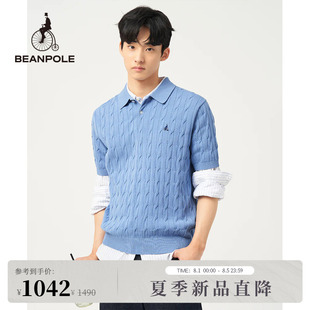 麻花翻领针织纯色休闲polo衫 新品 BEANPOLE滨波 2025春夏男士