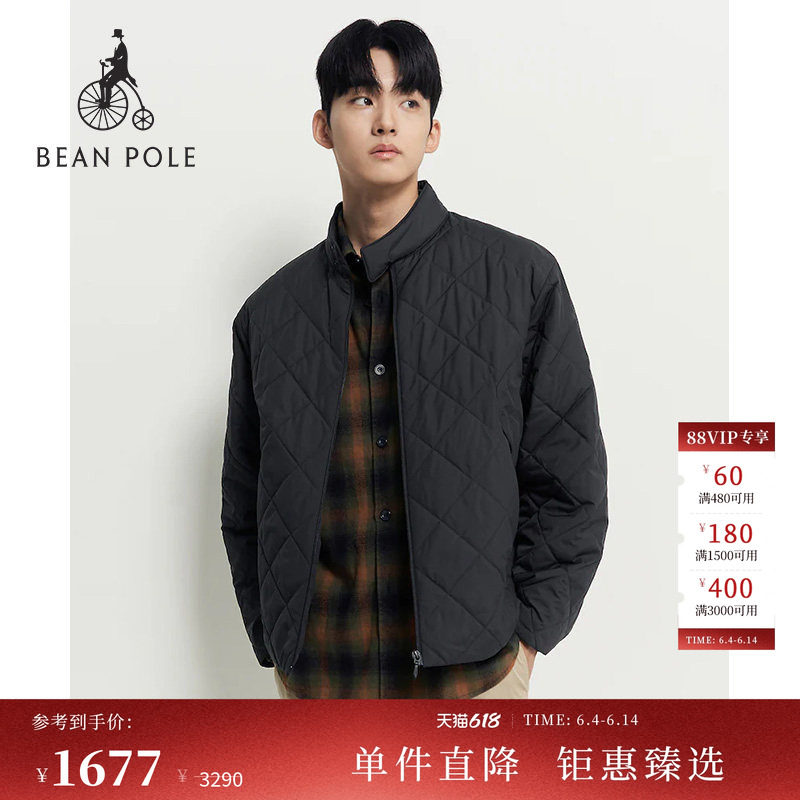 3M雪丽绒BEANPOLE滨波男士极简菱形格绗缝惠灵顿休闲立领夹克外套