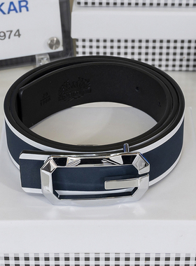 男士蓝色皮带英伦撞色真皮腰带大G扣男装韩版字母头正装休闲裤带