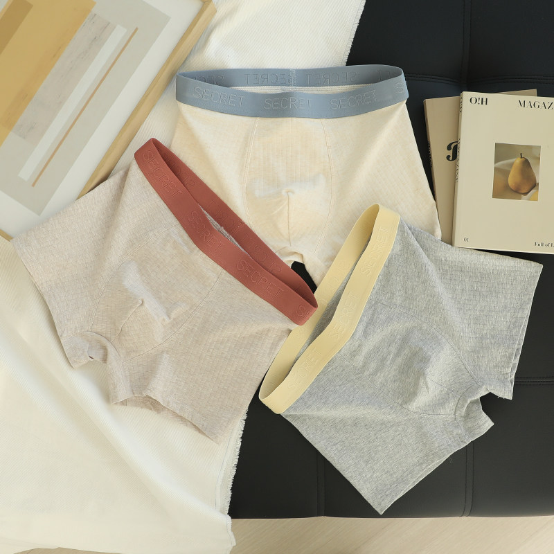 男士平角内裤舒适透气A类婴儿棉简约秋冬立体裆部抗菌四角短裤头