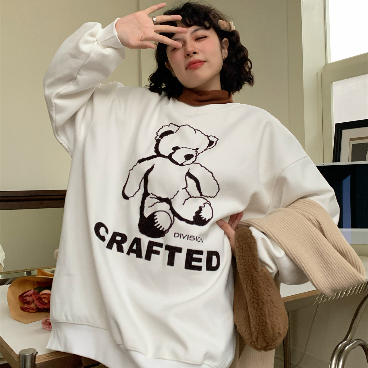 加绒卫衣女冬季加厚宽松上衣