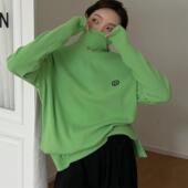 SUNFLOWER秋冬装 中长款 高领长袖 条纹T恤女bf风纯棉刺绣打底衫