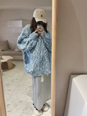 外套 复古针织衫 欧洲站冬季 休闲宽松圆领加厚麻花毛衣女慵懒风法式