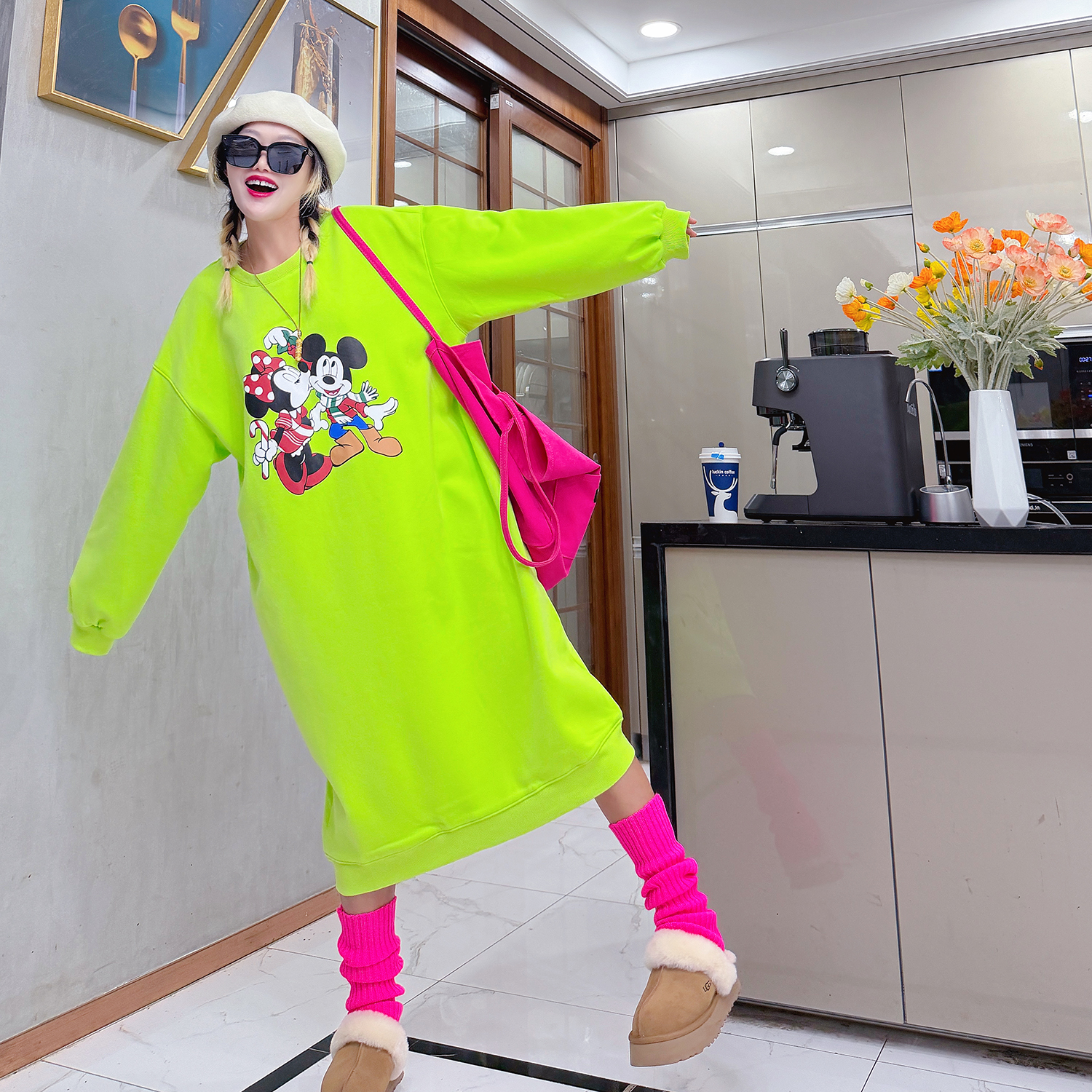 秋冬加绒加厚长款卫衣裙子打底衫