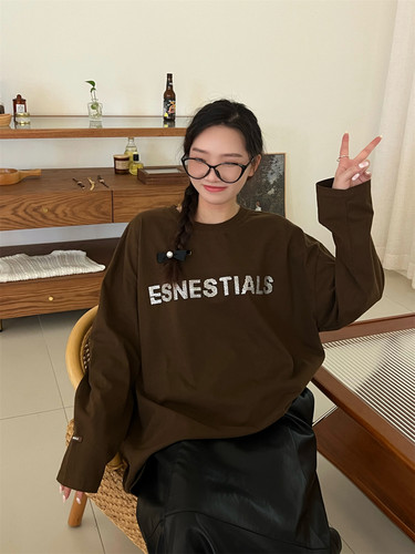 宽松打底衫女内搭烫钻长袖t恤ins