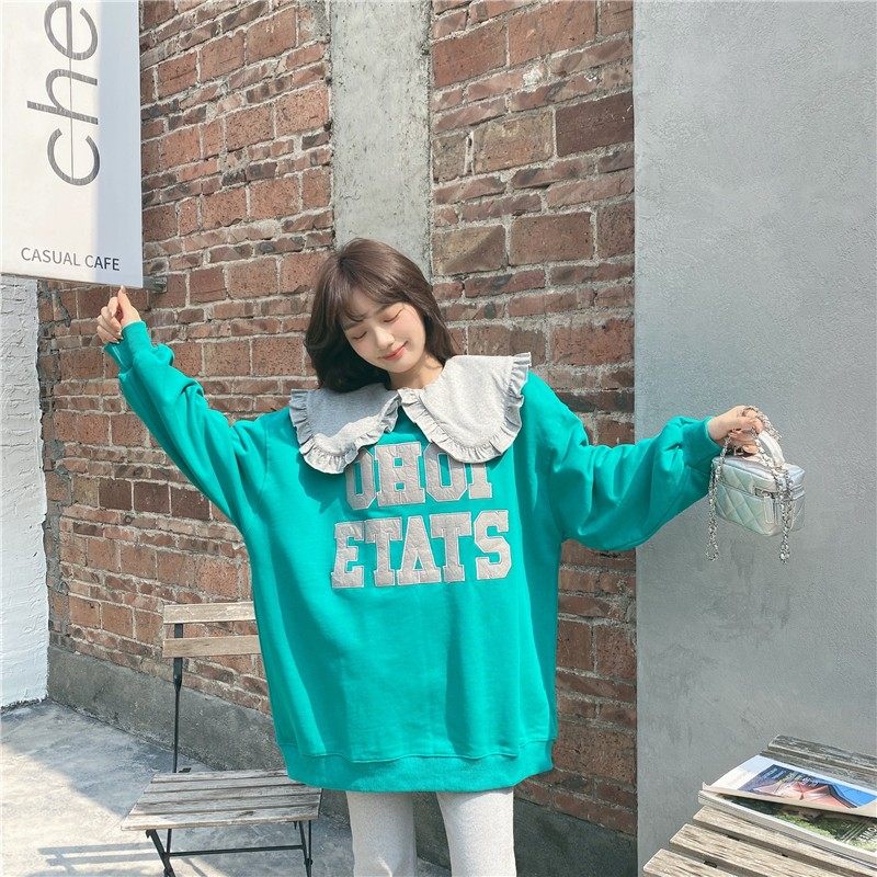 春季字母大版卫衣中长款外套女