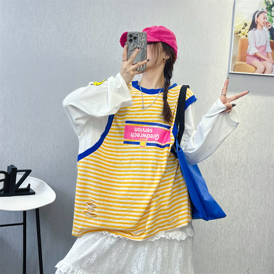 夏季纯棉韩版圆领长袖T恤防晒衫