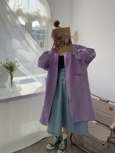 韩国休闲开衫卫衣女春秋款韩版宽松bf慵懒风纯棉长款显瘦风衣外套
