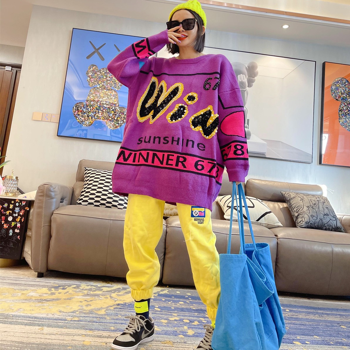 圆领慵懒风大版针织衫毛衣冬季女