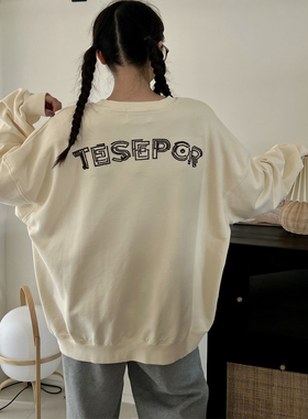 JL SUNFLOWER秋冬女装大码宽松刺绣字母卫衣韩版慵懒风加厚外套潮