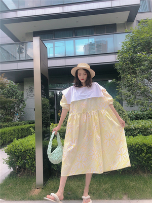 大花朵连衣裙夏季法式长款裙子