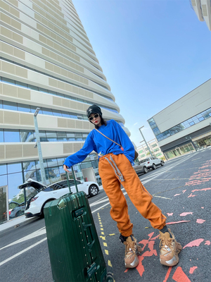 宽松纯棉休闲裤子加绒卫裤女冬季