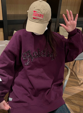 JL SUNFLOWER宽松中长款加厚卫衣女2025冬季新款大码亮片刺绣外套