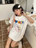 宽松短袖 SUNFLOWER白色字母刺绣卡通加绒打底t恤女中长款 上衣