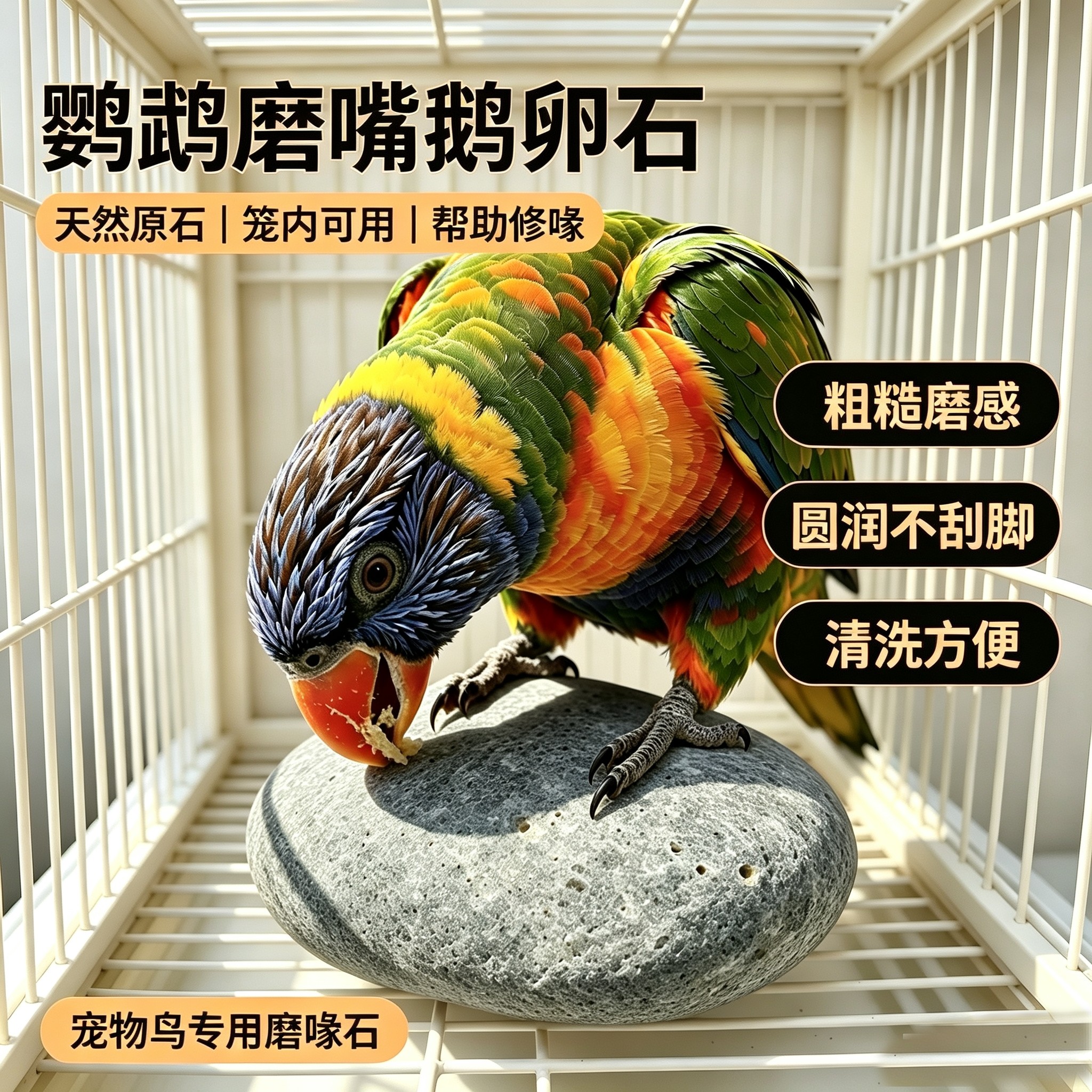 鹦鹉磨嘴石玄凤虎皮牡丹小太阳专用修喙磨牙石鸟类磨嘴天然鹅卵石