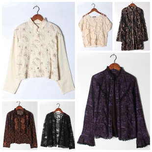 实拍售卖50 雪纺垂感女上衣 古着Vintage刺绣白衬衫 孤品日系