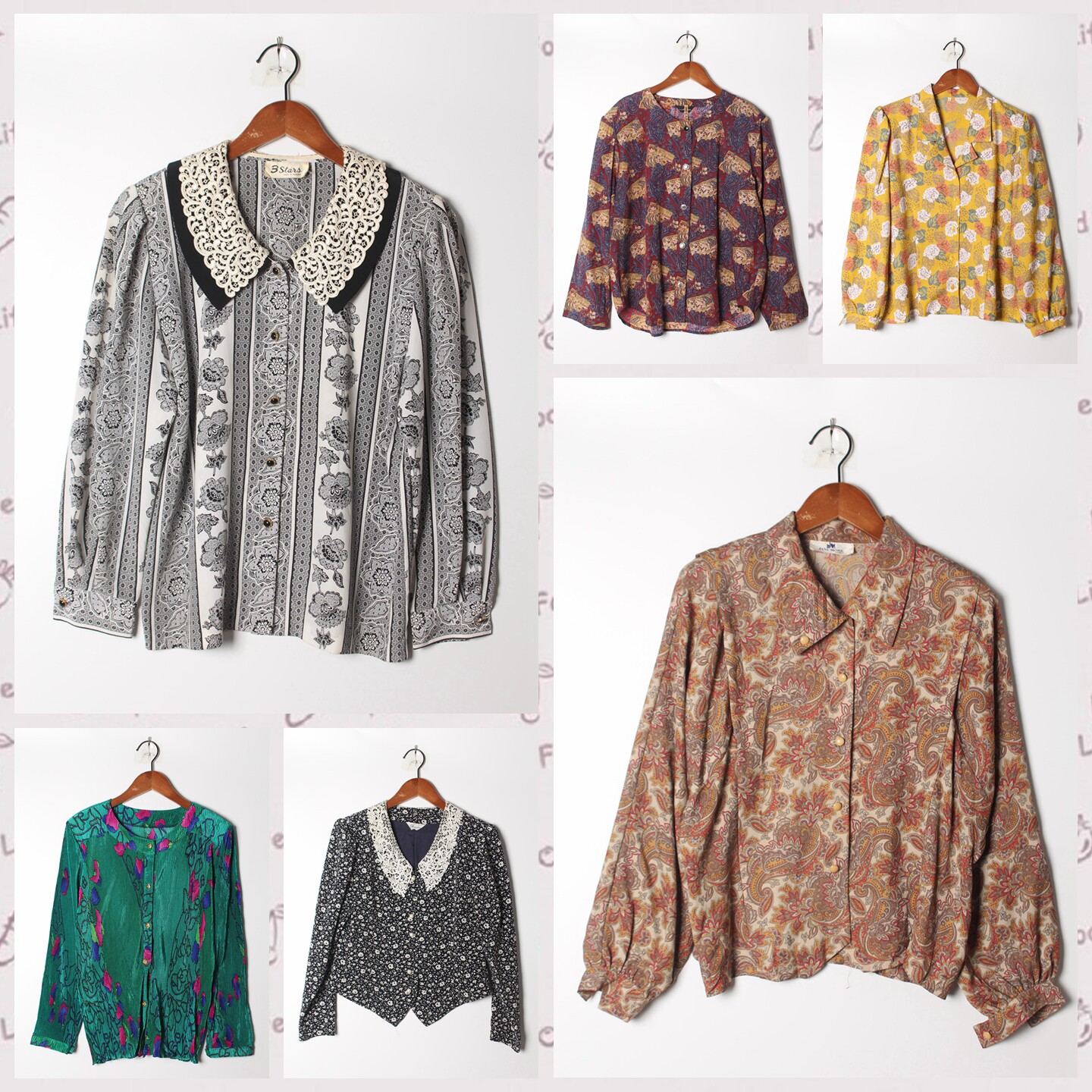 古着Vintage孤品棉麻花刺绣白衬衫孤品日系 女上衣 实拍售卖95