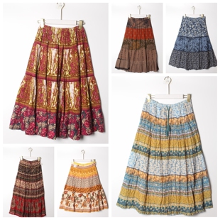 古着Vintage棉麻半裙日系田园风春夏款格纹纯色半身裙14