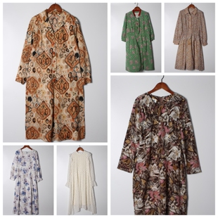 古着vintage日系雪纺连衣裙 实拍售卖4 温柔风宽松遮肉长裙