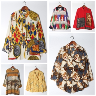 实拍售卖40 雪纺垂感女上衣 古着Vintage孤品花衬衫 孤品日系