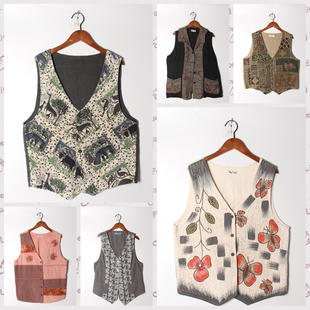 民族风波西米亚百搭外穿坎肩19 Vintage古着刺绣马甲