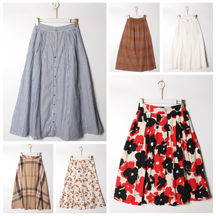 古着Vintage棉麻半裙日系田园风春夏款 格纹纯色棉半身裙22