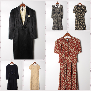 古着vintage日系雪纺连衣裙 实拍售卖23 温柔风宽松遮肉长裙