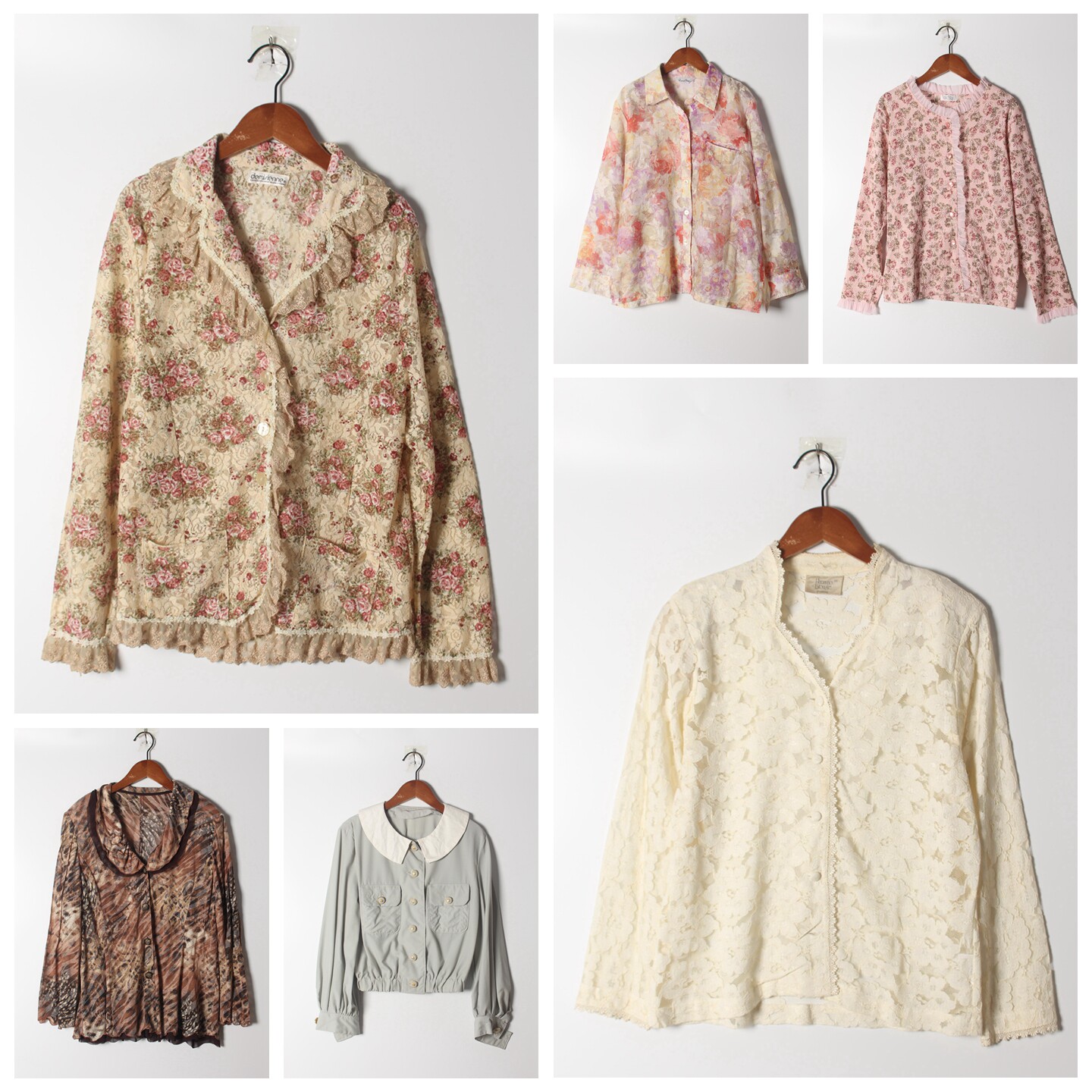 古着Vintage孤品棉麻花刺绣白衬衫孤品日系 女上衣 实拍售卖78