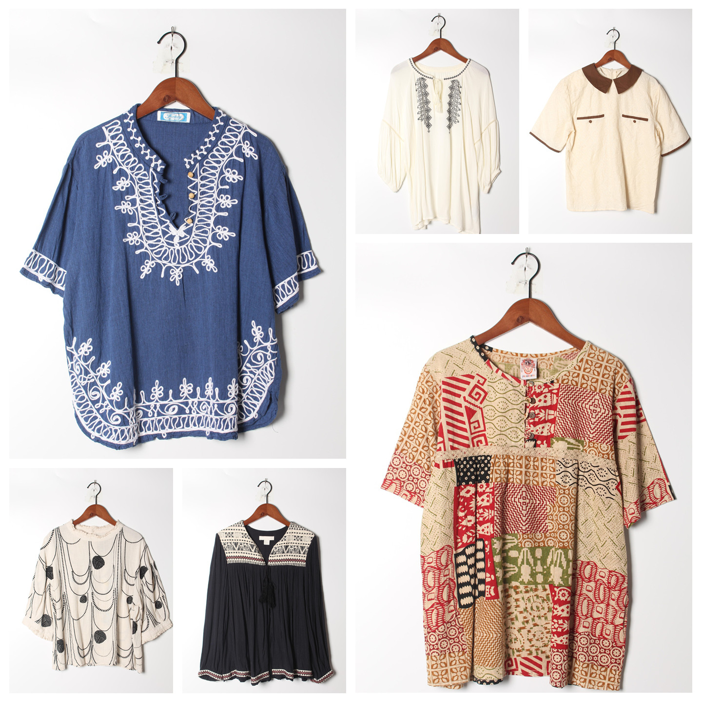 古着Vintage孤品棉麻花刺绣白衬衫孤品日系 女上衣 实拍售卖151