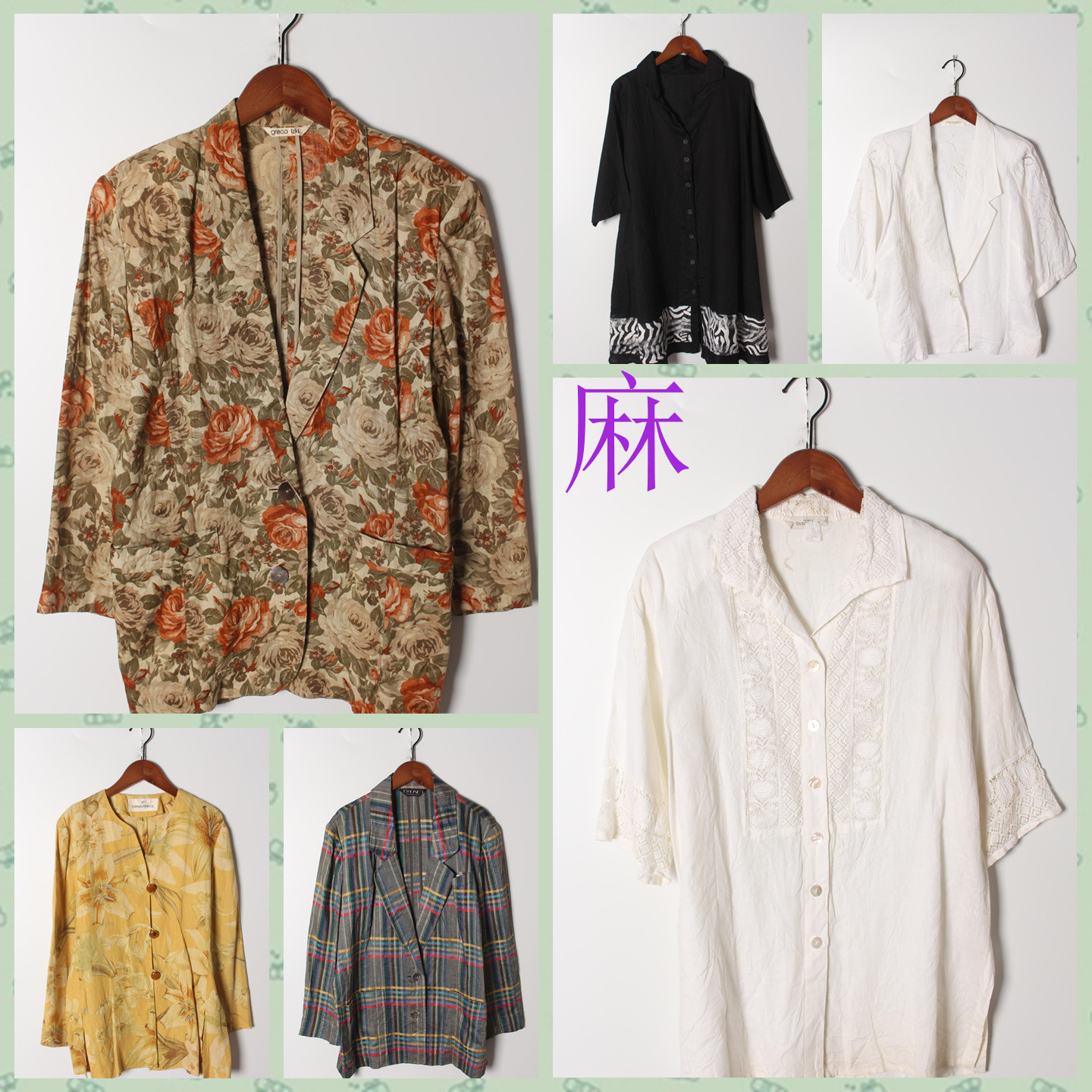 古着Vintage孤品棉麻花刺绣白衬衫孤品日系 女上衣 实拍售卖217