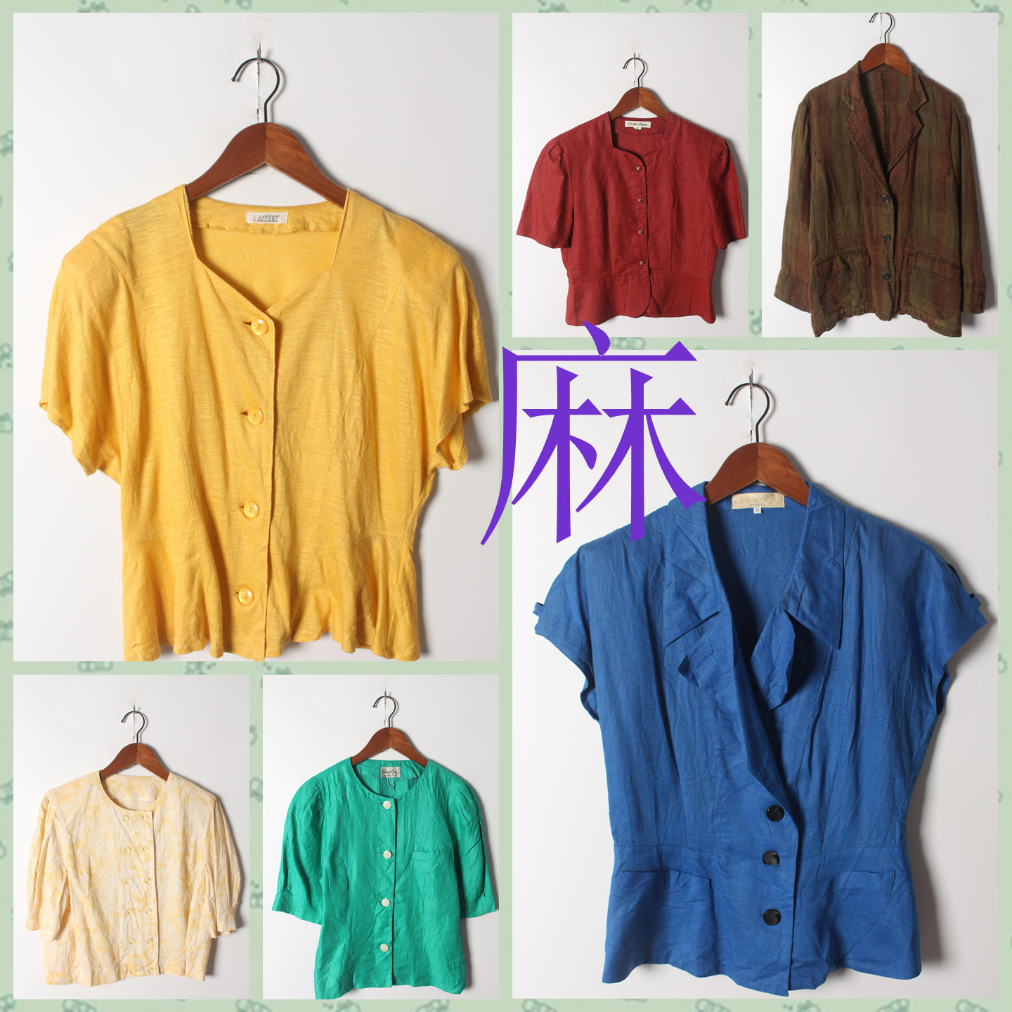 古着Vintage孤品棉麻花刺绣白衬衫孤品日系 棉麻外套 实图售卖389