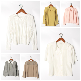 实拍售卖124 女上衣 古着Vintage孤品棉麻花刺绣白衬衫 孤品日系