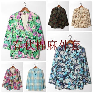 古着Vintage孤品日系长袖复古碎花衬衫外套女春秋复古气质上衣1