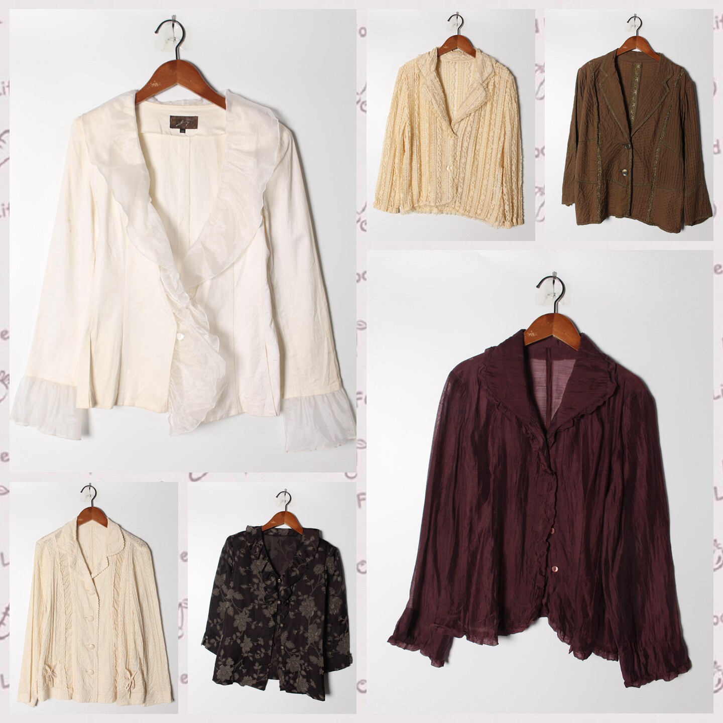 古着Vintage孤品棉麻花刺绣白衬衫孤品日系 女上衣 实拍售卖100