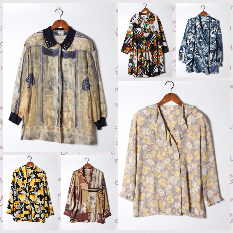 古着Vintage孤品棉麻花刺绣白衬衫孤品日系 女上衣 实拍售卖73