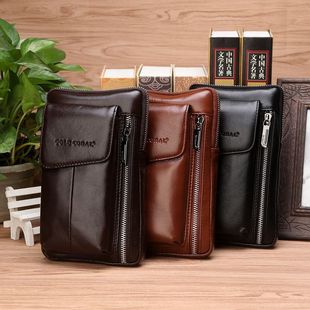6.3寸手机包 5.7 多功能大屏男士 真皮腰包头层牛皮挂包穿皮带男式