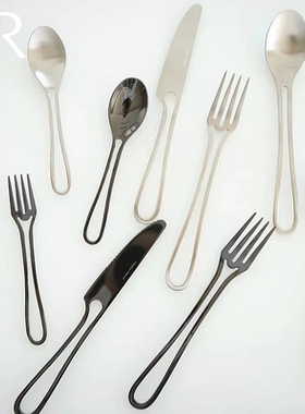 韩国Vatya镂空线条个性不锈钢主餐叉勺西餐餐具套装牛排